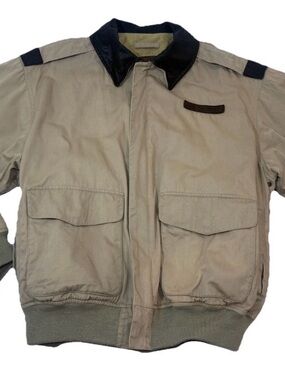 Cockpit USA Type A-2 Flight Jacket Mens M Tan Leather Collar Military Bomber VTG